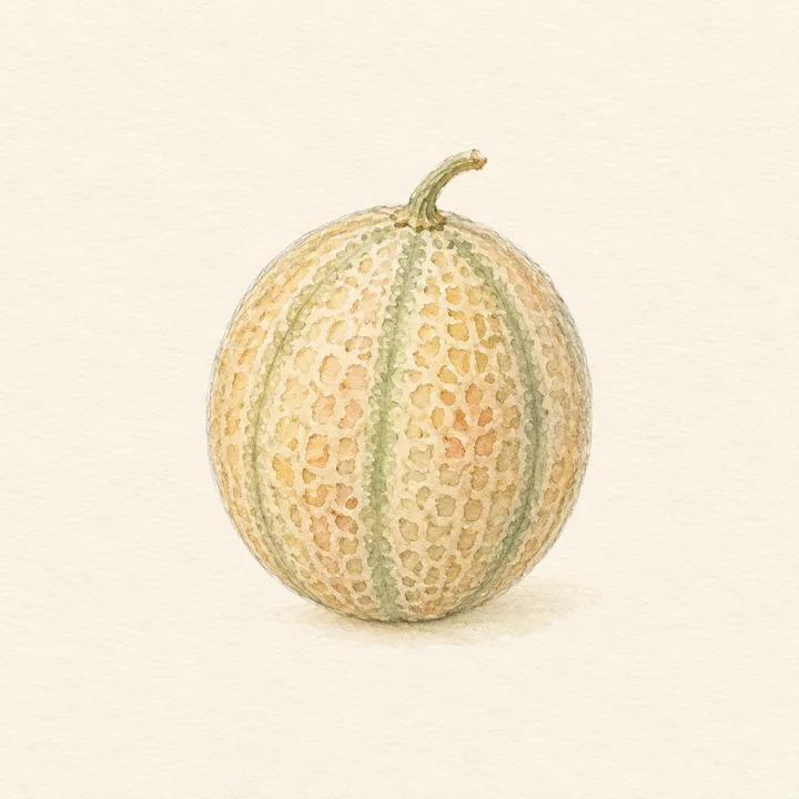 Akvarell av en cantaloupemelon