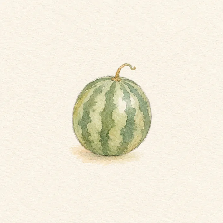 Akvarell av en liten vattenmelon