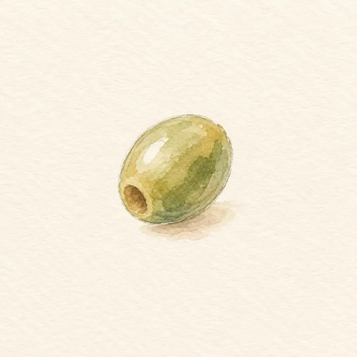 Akvarell av en grön oliv
